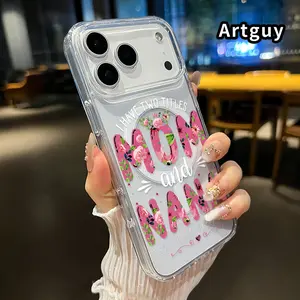 Magnetic Soft Case for iPhone 17 16  Pro Max Plus 15 14 13 12 11 Air E Floral Mom Nana Pattern Anti-Yellowing Shockproof ultra-thin Silicone Crystal Transparent Acrylic Large Hole Cover Supports Wireless Charging