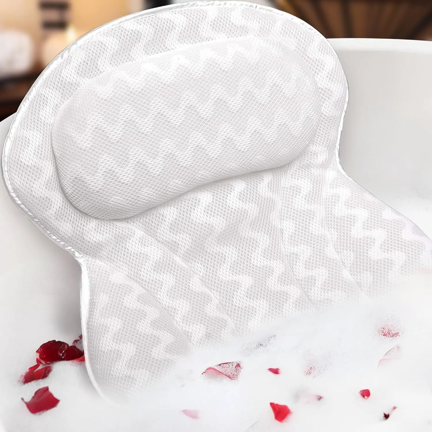 Bath Pillow  Bathtub  for Tub, , ,  Pillows Support Cushion Headrest - Luxury Soft 3D Mesh +  Grip Suction Cups Soaking Large, Paradise