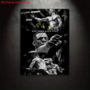 1 Piece/Set Frameless Canvas Painting Print Poster,Classic Collage Documentary Street Boxing Fighting Pop Art, Modern art design, MMA Nate Diaz,Perfect Gift For Mixed Martial Arts Lovers,Bedroom,Study,Office,Living Room,Dorm Hallway,Wall Decoration