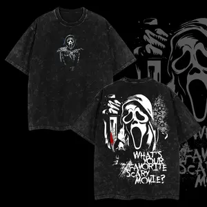 [BoldThreads]  Ghost Face Dead - Scream - Daylight Horror Edition Double Printed Oversize Lightweight Acid Washed Tee  Horror TV show Graphic Design Top Cotton Streetwear - Halloween Movie  T-Shirt Clothes Menswear Womenswear.