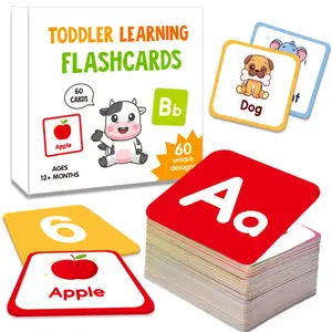 Toddler Learning Flashcards, 60pcs/set Colorful Alphabet & Number & Shape Learning Cards, Vocabulary Flashcards, Word Cards, Educational Learning for Preschoolers