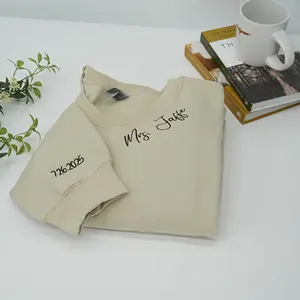 Custom Mrs. Embroidered Sweatshirt, Mrs. Sweatshirt with Date On Sleeve, Future Mrs Sweatshirt, Engagement Gift