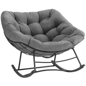 Oversized Egg Rocking Chair with Thick Cushion, 450 Lbs Heavy Duty Patio Glider, All-Weather Anti-Rust Outdoor Rocker Lounge Chair for Porch Balcony,summervibes