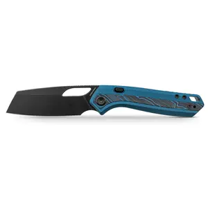 Vosteed Kroc 329 EDC Folding Knife - 3.29" S35VN Sheepsfoot Blade, Aluminum Handle, Top Liner Lock, Thumb Hole & Front Flipper, Smooth Bearing Action Pocket Knife