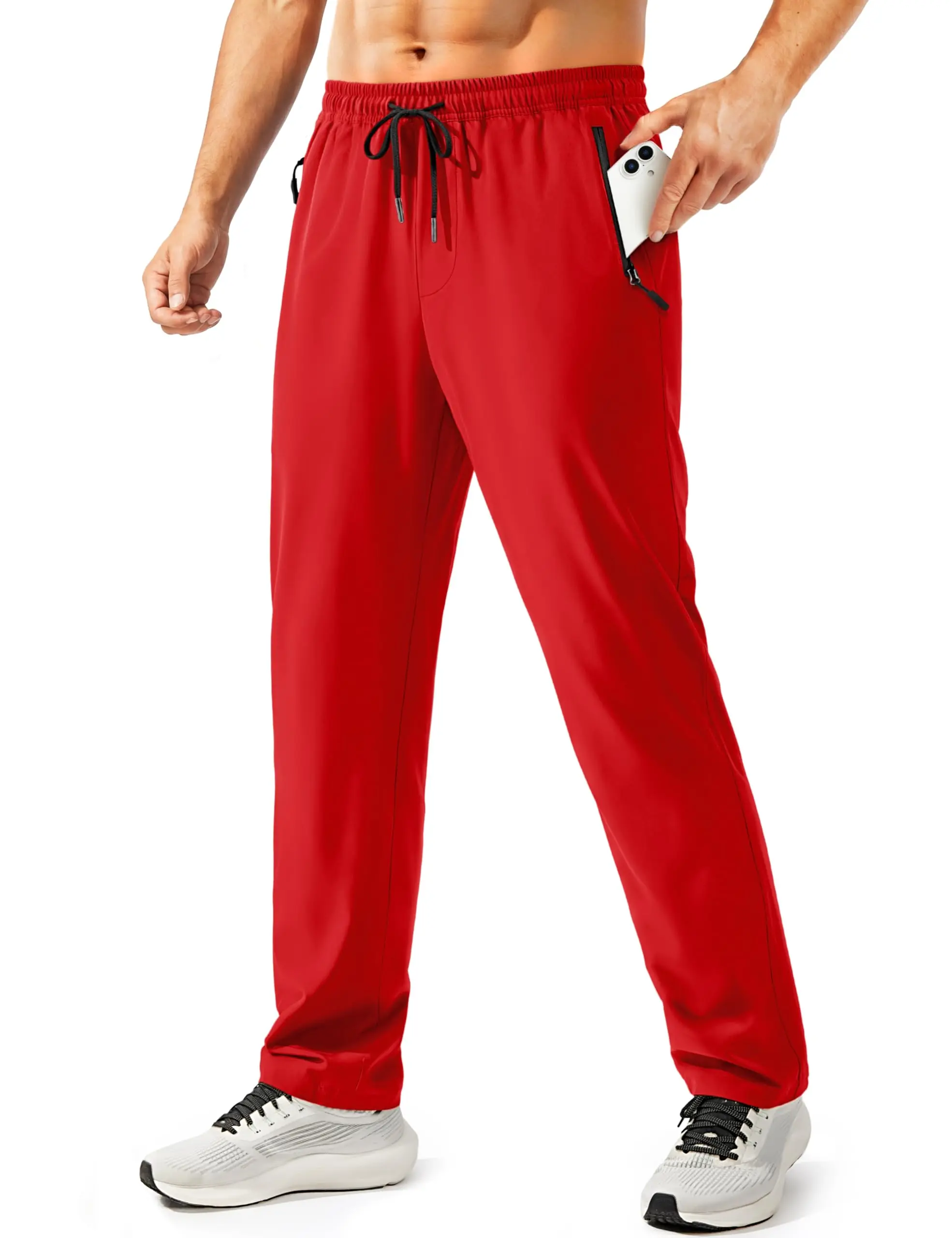 Men's Workout Pants Casual Athletic Hiking Lightweight Quick Dry Stretch Waterproof Sweatpants with 3 Pockets