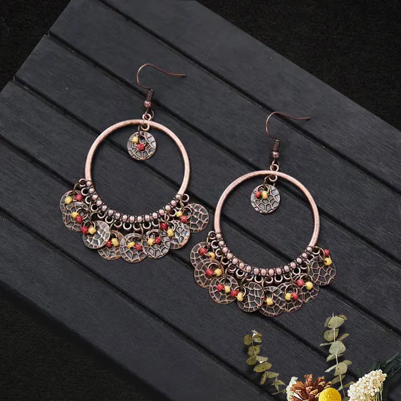 H2270 1 Colorful Circular Totem Earrings