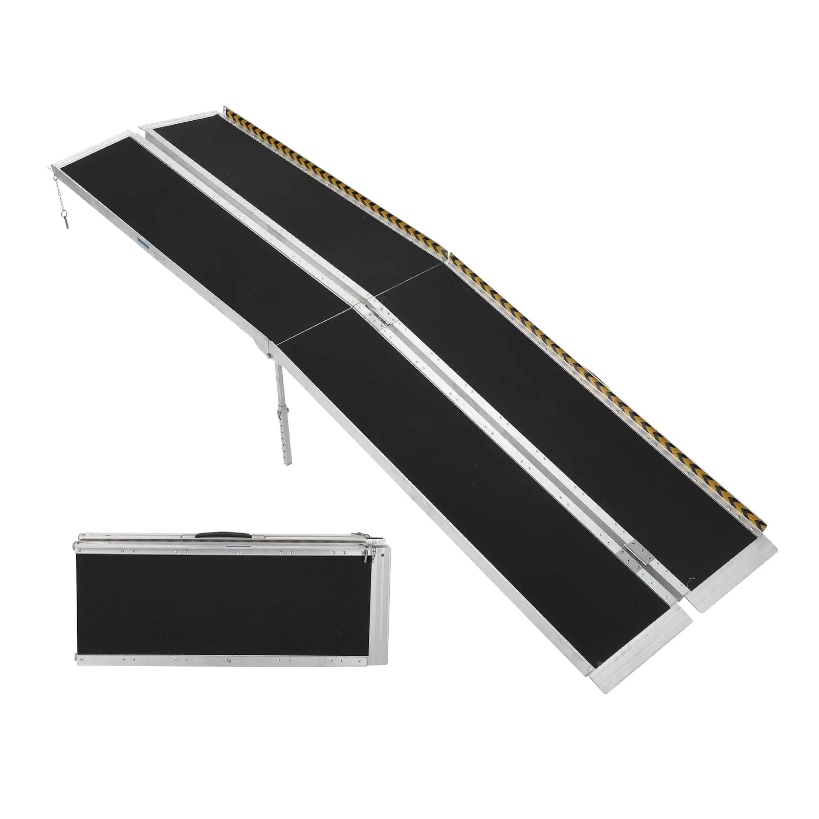 Portable Wheelchair Ramp 9FT, Non-Slip Aluminum Folding Handicap Ramp, Door Threshold Wheelchair Ramps Aluminum Ramp with Non-Skid Surface & Reflective Strips