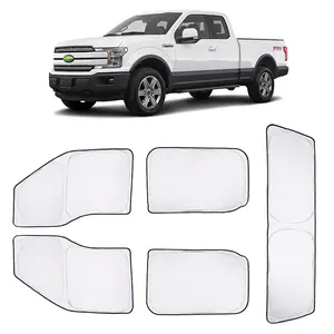 Windshield Sun Shade For Ford F150 2015-2020, Thickened Car Window Shades, 5PCS Foldable Sun Visor Covers, Effective UV Blocking & Blackout Privacy, Premium Car Accessories to Keep Vehicle Interior Cool