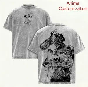 Chainsaw Man Denji Tee – Vintage Washed Heavy Cotton Oversized T-Shirt, Double Printed Anime Manga Graphic Top, Retro Unisex Streetwear for Devil Hunter Fans, Movie Inspired Edition