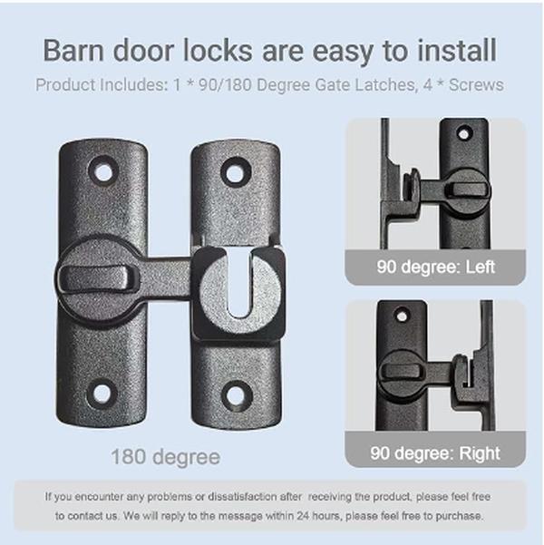 Upgraded Barn Door Lock 90/180 Degree Flip Door Latch Protecting Safety Sliding Gate Latches for Barn Garden Bathroom Cabinet Window Sliding Door Easy Install with Screws