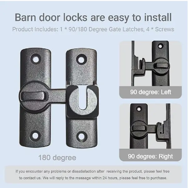 Upgraded Barn Door Lock 90/180 Degree Flip Door Latch Protecting Safety Sliding Gate Latches for Barn Garden Bathroom Cabinet Window Sliding Door Easy Install with Screws