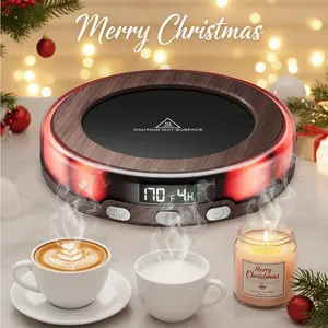 GAIATOP Wooden Coffee Mug Warmer for Desk - 3 Temp Settings 2-9 Hour Timer 3 Romantic Light Modes Digital Display Heating Plate for Beverages Candles Tea Milk & More Coasters Tableware US Type Home   Valentine's Day gift