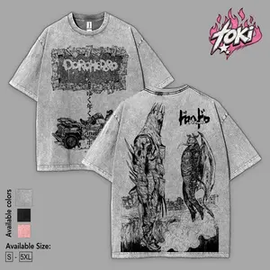 Retro Vintage Dorohedoro Washed Cotton T-Shirt, Dark Anime Graphic Tee, Horror Streetwear Y2K Style, Oversized Shirt, Gift for Fans LN0