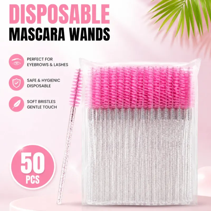 50/100/150 pcs Disposable Eyelash Brush with Storage Container, Bendable Eyebrow Spoolies, Lash Brush for Lash Extensions, Eyebrow Spoolie, Castor Oil Brushes, Makeup Cosmetics Brush, Makeup Brushes Kits, Cosmetics Makeup Tool-MM1