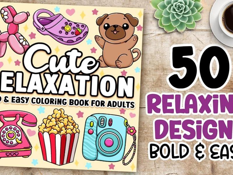 Bold and Easy Coloring Book for Adults: Cute Relaxation Comfy and Groovy Designs for Women