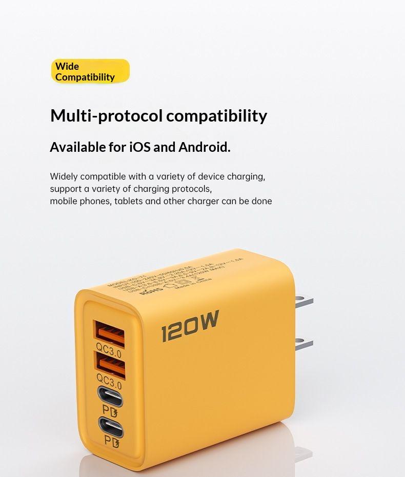 Portable Fast Charger, Type C/USB A Dual Ports Adapter,4 in 1 Fast Charging Cable & Data Sync, C Chargers Fast Charging 10 Foot, Fast Phone Charger, Mechanical Style Multi-Function Cable (2PCS)