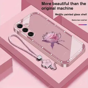 Suitable for [Galaxy S25] Brand new premium phone case,  Free four-leaf clover lanyard，drop-proof and fingerprint-resistant，simple and elegant design，multiple colors available YM99