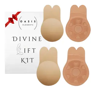 NEW Divine Lift Kit - 2 Sets REUSABLE Sticky Bunny Bra Coverage A to G Cup in Nude - Adhesive Breast Lift - Push Up for Backless, Strapless Clothes outfit enhancer instant boost
