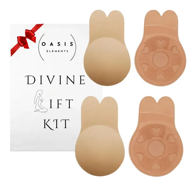 NEW Divine Lift Kit - 2 Sets REUSABLE Sticky Bunny Bra Coverage A to G Cup in Nude - Adhesive Breast Lift - Push Up for Backless, Strapless Clothes outfit enhancer instant boost