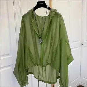 New 2026 Women Jackets Summer Sun-proof Zipper Coats Thin Loose See Outerwear Woman