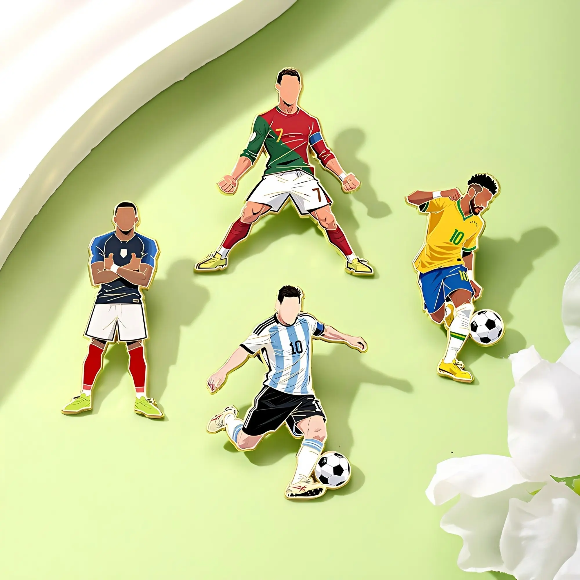 4pcs/set Creative Football Star Badge Alloy Brooch Pin Lapel Pins, Cute Leaf Print Accessory, Unisex Casual Jewelry, Father’s Day Gift 2026