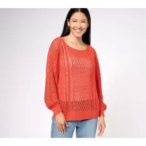 Candace Cameron Bure Pointelle Pull-Over Novelty Sweater
