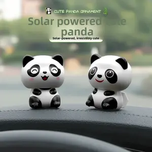 Car solar-powered nodding panda ornament, dashboard fortune cat figurine, stress-relief toy, cute decoration accessories men