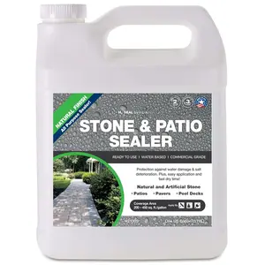 Stone Sealer (Clear  Finish) Commercial Grade Outdoor Indoor  Grout Sealer Protects Pavers Pools Patios Decorative Landscape Stones (1 Gallon) H2100S