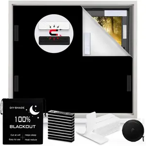 100% Blackout Magnetic Window Cover 118 x 57Inch, No Drill Cuttable Blackout Curtains with Strong Magnet Window Shades for Bedroom, Nursery, Rv, Media Room