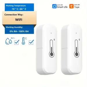 Smart WiFi Temperature and Humidity Sensor Compatible for Alexa & Google Assistant, Real-Time Tracking, App-Controlled Hygrometer Thermometer, Compatible with Tuya/Smart Life App, Battery- (No Included) for Home
