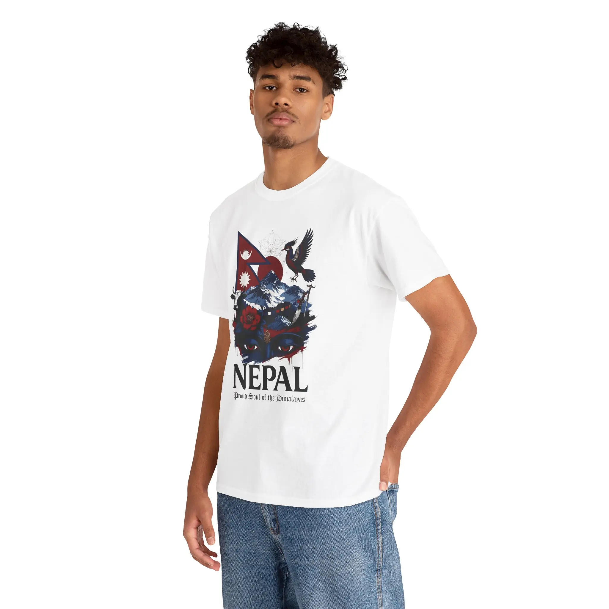 Nepal Flag Mountain Graphic Tee | Himalayan Landscape, National Symbols