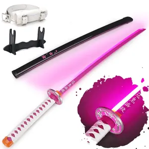Light Up Demon Slayer Tsuyuri Kanao Sword - 40 inches Plastic Anime cosplay prop with Belt & Stand