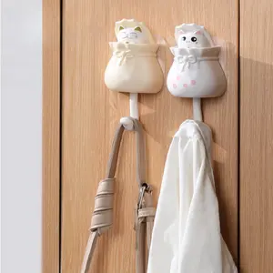 Cute Adhesive Cat Utility Hooks - Creative Home Storage and Wall Decor Organiser Hangers Hangable