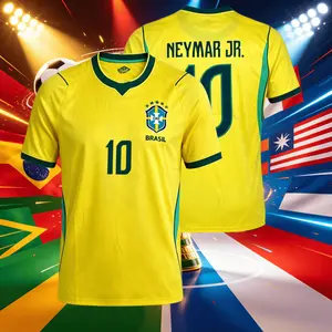 2026 Brazil 10#Neymar and 7#VINI 11#Raphinha Short And Long Sleeve Soccer Jersey Fans Versio Breathable