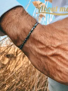 Minimal Bracelet Men, Hematite Beaded Bracelet, Men Bracelet, Gift for Him,.