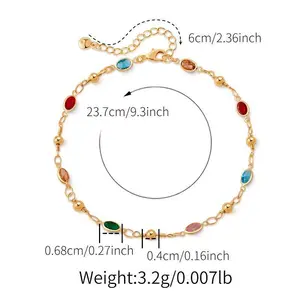 Adjustable Anklet for Girl - Hypoallergenic 18K Gold Plated Boho Beach Jewelry| Colorfast Glass Beads & Artisan Crafted Chain| Everyday Stackable Vacation Gift for Women Matching Bracelet ankle bracelet