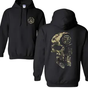 Tactical Camo Skull Hoodie, Military Army Veteran Gear, Camouflage Skull Never Settle Sweater, Patriotic Gun Rights Apparel, Black Rifle Shooter Gift