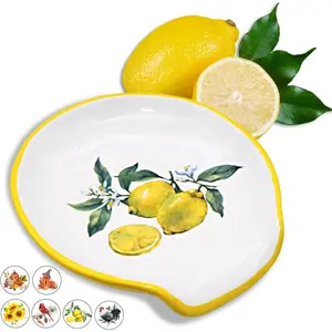 Lemon Kitchen Decor - Lemon Spoon Rest, Lemon Decor and Accessories Farmhouse Decorations for Kitchen, 5'' Ceramic Large Spoon Rest for Stove Top Utensil Holder Counter - Lemon July 4th Gifts