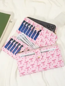 Fashionable women's long wallet, double fold zipper multifunctional wallet, ultra-thin long wallet, wallet that can hold small phones, suitable for outdoor and travel