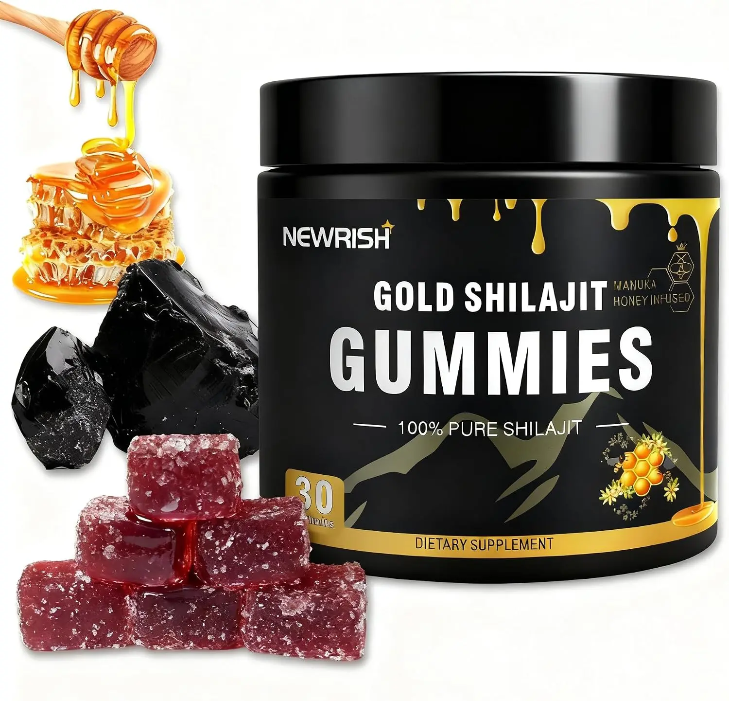 30 Gummy Shilajit Gummies l Manuka Honey | Himalayan shilajit |No Added Sugar I Ashwagandha, Gokshura