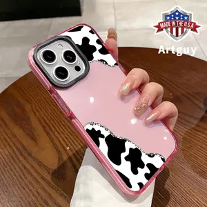 Phone Case for iPhone 16 Plus 15 Pro Max 14 13 12 11 Cow Print Corner Pattern Non-Yellowing Shockproof Soft Silicone Transparent Cover