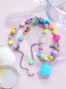 Cute Colorful Beaded Necklace, Fashion Artificial Crystal Pendant Jewelry for Women & Girls, Perfect Birthday Gift Idea, Versatile Design