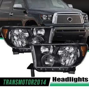 Fit For 2007-2013 Toyota Tundra 2008-2017 Sequoia Headlights LH+RH Black/Clear Led Bracket