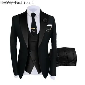 Men's Slim Fit 3-piece Suit Set -Double BreastedBlazer, Vest & Pants for Weddings and Formal Eventscasual suit Mens Slim wedding suit pocket suit Men'sThree-Piece party suits business casual Tuxedo business casual outfits office work clothes
