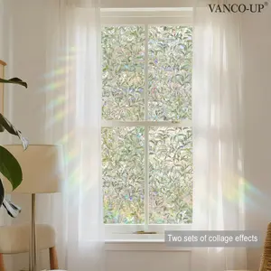 A set (45*100cm) of large-sized plant leaf colorful window stickers, double-sided visible anti-collision stickers, decorative window decals, suitable for home windows, glass doors, static stickers XC20074