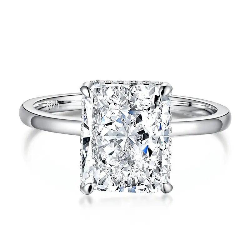 Jeulia Classic Solitaire Radiant Cut Sterling Silver Zircon Beautiful Ring, Engagement Ring Band for Women – Elegant Anniversary Birthday Gift (Jewelry Accessory), Beautiful Rings
