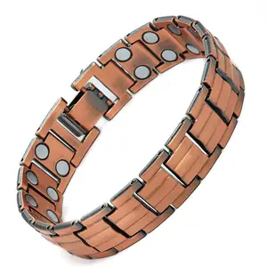 Copper Bracelet for Men with 3800 Gauss Magnets Adjustable Cuff Elegant Minimalist Bangle Valentine’s Day Gift for Him