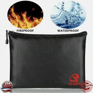 2000℉ Fire Proof money Bag Fireproof Document Pouch Waterproof Safe Cash US Organiser Tool