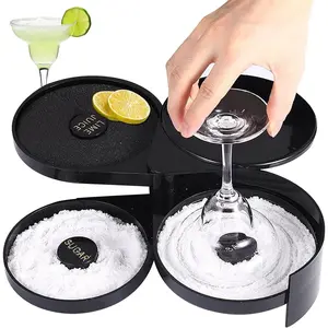 3-Tier Bar Juice Cocktail Seasoning Box with Sponge for Cocktails and Margarita Mixing, Salt and Sugar Container for Bar, Pub Party and Reception