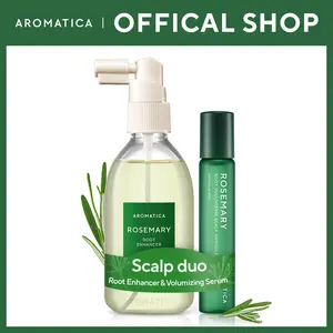 AROMATICA Root Enhancer + Rosemary Root Volumizing Scalp Serum Bundle Duo